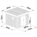 Abri de jardin en acier galvanisé Kosto 8,64m² + kit d'ancrage - X-Métal