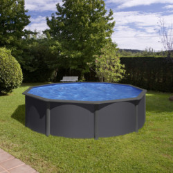 Piscine hors sol Louko ronde en acier gris anthracite Ø480xH122cm – Gré