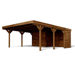 Carport double en bois traité 39m² Leon - Cerland