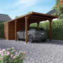 Carport en bois traité 20,9m² avec espace de rangement et toit en polycarbonate Leon - Cerland