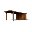 Carport en bois traité 20,9m² avec espace de rangement et toit en polycarbonate Leon - Cerland