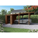 Carport en bois traité 20,9m² avec espace de rangement et toit en polycarbonate Leon - Cerland