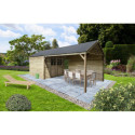 Abri de jardin 8,62m² en bois massif 19mm traité autoclave + terrasse CAMBRAI - SOLID