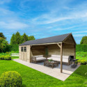 Abri de jardin 8,62m² en bois massif 19mm traité autoclave + terrasse CAMBRAI - SOLID