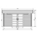 Abri de jardin Viborg 13,71m² en bois traité 40mm avec double porte - SOLID