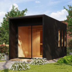 Sauna d'extérieur Miramar - noir avec vestibule 3 à 6 places 73mm - KARIBU