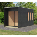 Sauna d'extérieur Miramar - noir avec vestibule 3 à 6 places 73mm - KARIBU