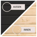 Sauna d'extérieur Miramar - noir avec vestibule - poêle 9KW ctrl externe - 3 à 6 places 73mm - KARIBU