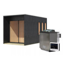 Sauna d'extérieur Miramar - noir avec vestibule - poêle Easy Bio 9000W - 3 à 6 places 73mm - KARIBU