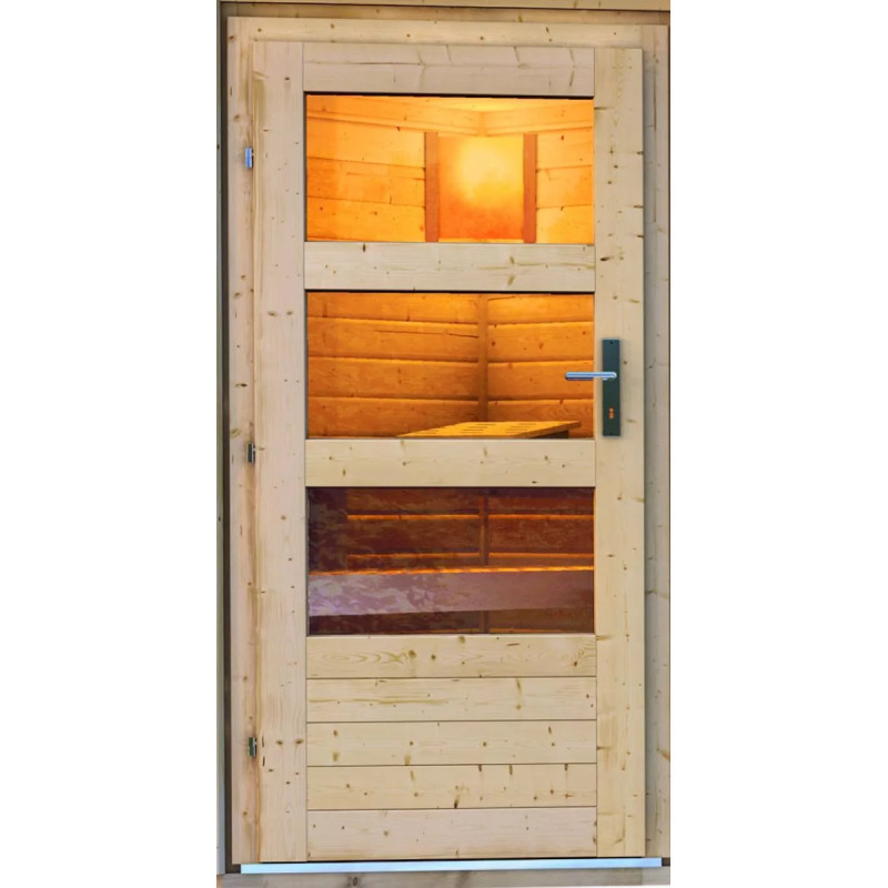 Porte en bois moderne pour sauna - Karibu