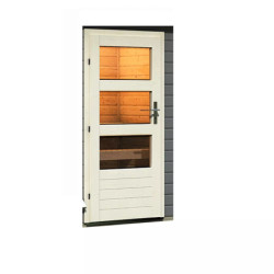 Porte en bois moderne pour sauna blanc ivoire - Karibu