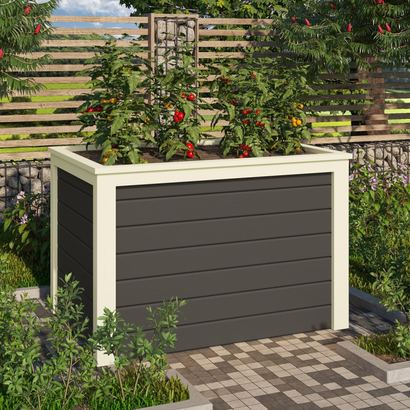 Potager surélevé 260L en bois 19mm - gris terre – Karibu