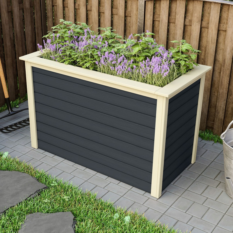 Potager surélevé 460L en bois 19mm - anthracite – Karibu