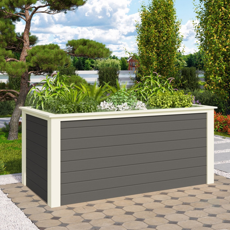 Potager surélevé 1490L en bois 28mm - gris terre – Karibu