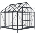 Serre de jardin en aluminium anthracite et verre trempé 4mm RINCA 6,05m² + embase - Green Protect