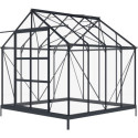 Serre de jardin en aluminium anthracite et verre trempé 4mm RINCA 6,05m² + embase - Green Protect