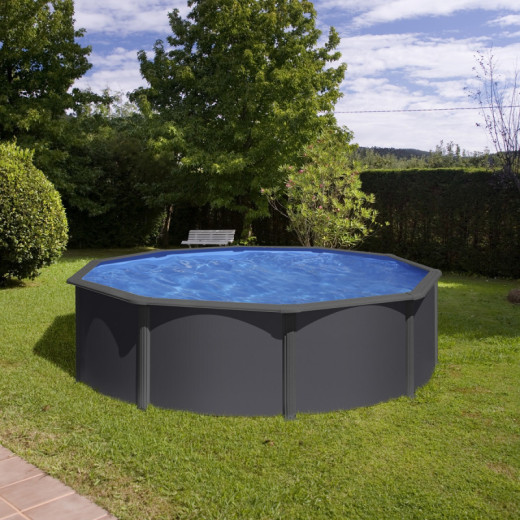 Piscine hors sol Juni ronde en acier gris anthracite Ø480xH132cm – Gré