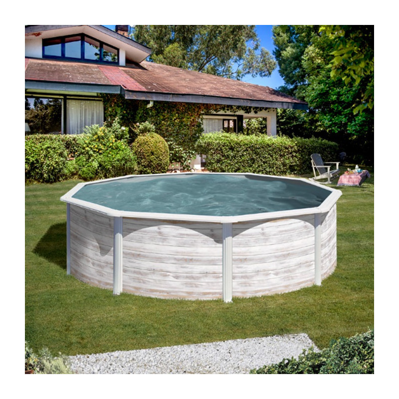Piscine hors sol Finlande ronde en acier aspect nordique Ø320xH122cm – Gré