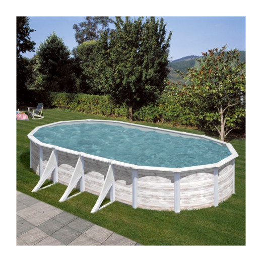 Piscine hors sol Finlande ovale en acier aspect nordique 744x399cm – Gré
