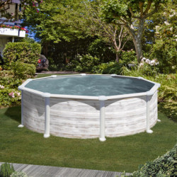 Piscine hors sol Groenland ronde en acier aspect nordique Ø370xH132cm – Gré