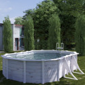Piscine hors sol Groenland ovale en acier aspect nordique 527x327cm – Gré