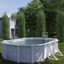 Piscine hors sol Groenland ovale en acier aspect nordique 634x399cm – Gré