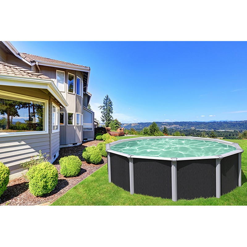 Piscine hors sol ronde OSMOSE Ø395x132cm en acier galvanisé anthracite – Trigano