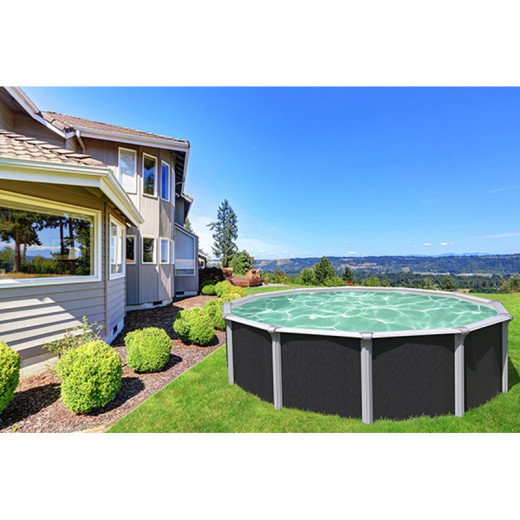 Piscine hors sol ronde OSMOSE Ø395x132cm en acier galvanisé anthracite – Trigano