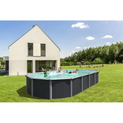 Piscine hors sol ovale OSMOSE 520x395x132cm en acier galvanisé anthracite – Trigano