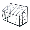 Serre adossée Prima 7,22m² en aluminium anthracite et verre trempé 4mm - Green Protect