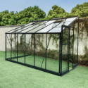 Serre adossée Prima 7,22m² en aluminium anthracite et verre trempé 4mm - Green Protect