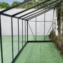 Serre adossée Prima 7,22m² en aluminium anthracite et verre trempé 4mm - Green Protect