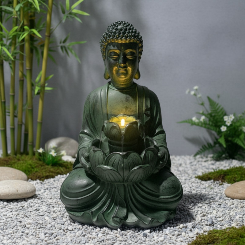 Fontaine Bouddha vert kit complet avec pompe - Art-Pond