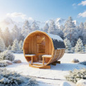 Sauna d'extérieur Tonneau en bois thermo-traité 4 à 6 places + poêle 9KW + shingles inclus - SNÖ