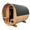 Sauna d'extérieur Tonneau en bois thermo-traité 4 à 6 places + poêle 9KW + shingles inclus - SNÖ