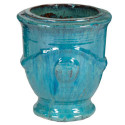 Vase de type Anduze en terre cuite émaillée bleu - Megacollections