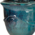 Vase de type Anduze en terre cuite émaillée bleu - Megacollections