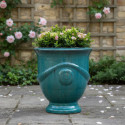 Vase de type Anduze en terre cuite émaillée bleu D.40xH.45cm- Megacollections