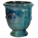 Vase de type Anduze en terre cuite émaillée bleu D.60xH.66cm- Megacollections