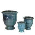 Vase de type Anduze en terre cuite émaillée bleu D.60xH.66cm- Megacollections