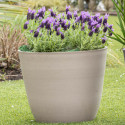 Pot en plastique recyclé Ecostone D.58xH.51cm couleur taupe - Megacollections