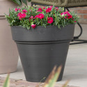 Pot en plastique recyclé Ecostone D.55xH.51cm couleur noire - Megacollections