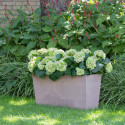 Jardinière en plastique recyclé Ecostone 100x32xH.49cm couleur taupe - Megacollections