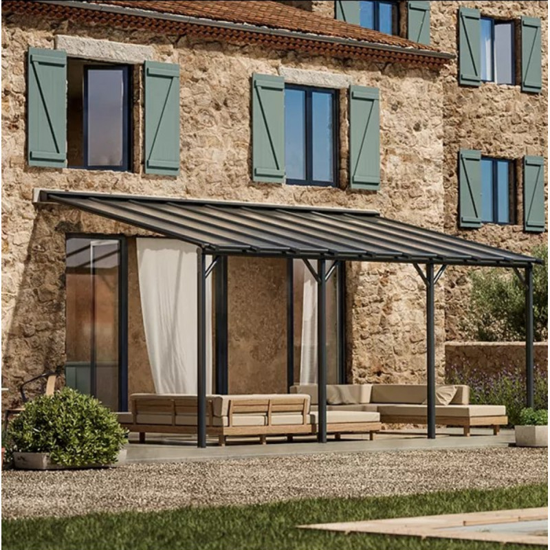 Pergola adossée 300x610cm en aluminium - Harmonie - PERGOFRANCE