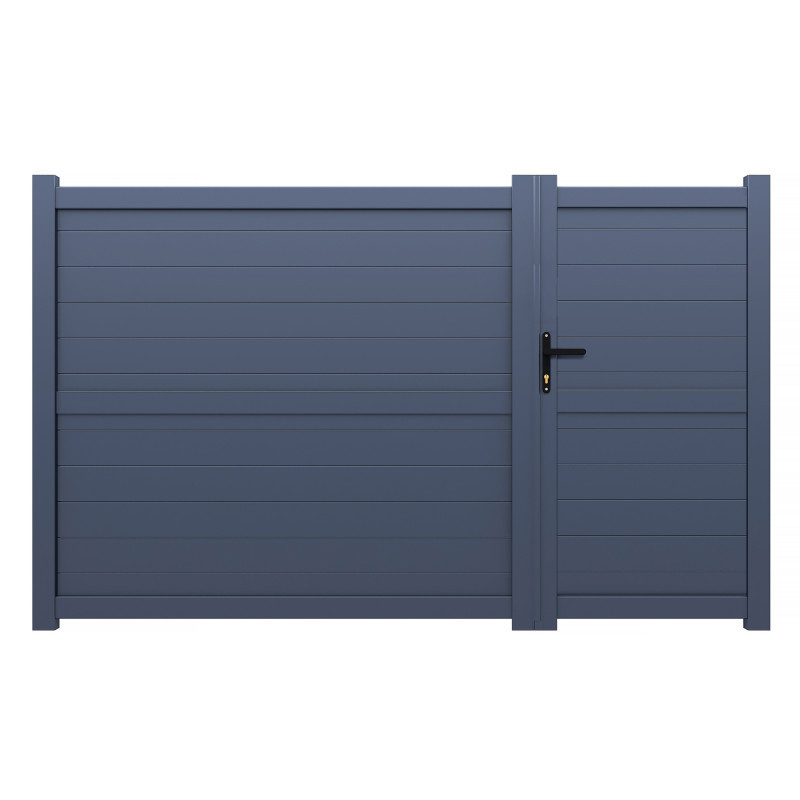 Portail battant asymétrique en aluminium 350x160cm HORACE - X-METAL