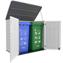 Coffre de jardin en résine beige - H.119cm - 2 poubelles - Jôbu