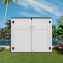 Coffre de jardin en résine beige - H.119cm - 2 poubelles - Jôbu