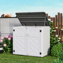 Coffre de jardin en résine beige - H.119cm - 2 poubelles - Jôbu