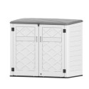 Coffre de jardin en résine beige - H.119cm - 2 poubelles - Jôbu