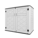 Coffre de jardin en résine beige - H.119cm - 2 poubelles - Jôbu